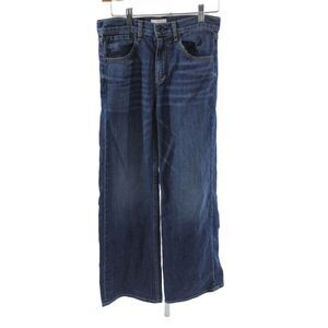ASKKNY Unisex Wide Leg Jeans Dark Blue Button Closure Size 25